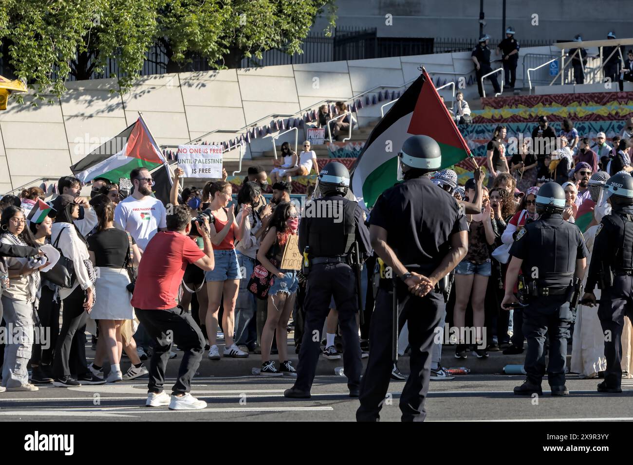 Brooklyn, NY May 31 2024 NYPD police officers observe pro Palestine
