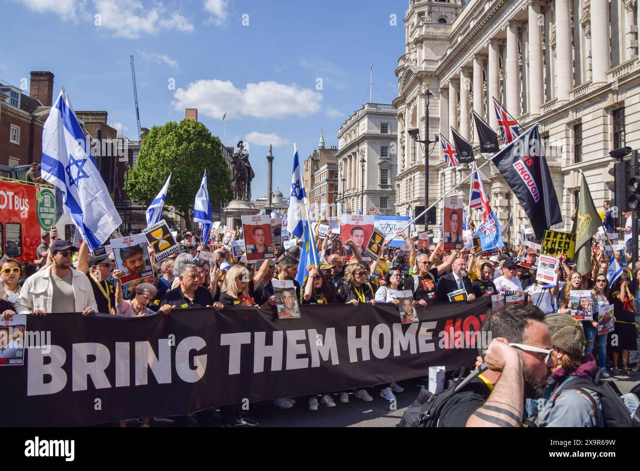 London, UK. 2nd June 2024. Protesters in Whitehall. Thousands of people marched in Central London calling for the release of the Israeli hostages held by Hamas in Gaza. Credit: Vuk Valcic/Alamy Live News Stock Photo