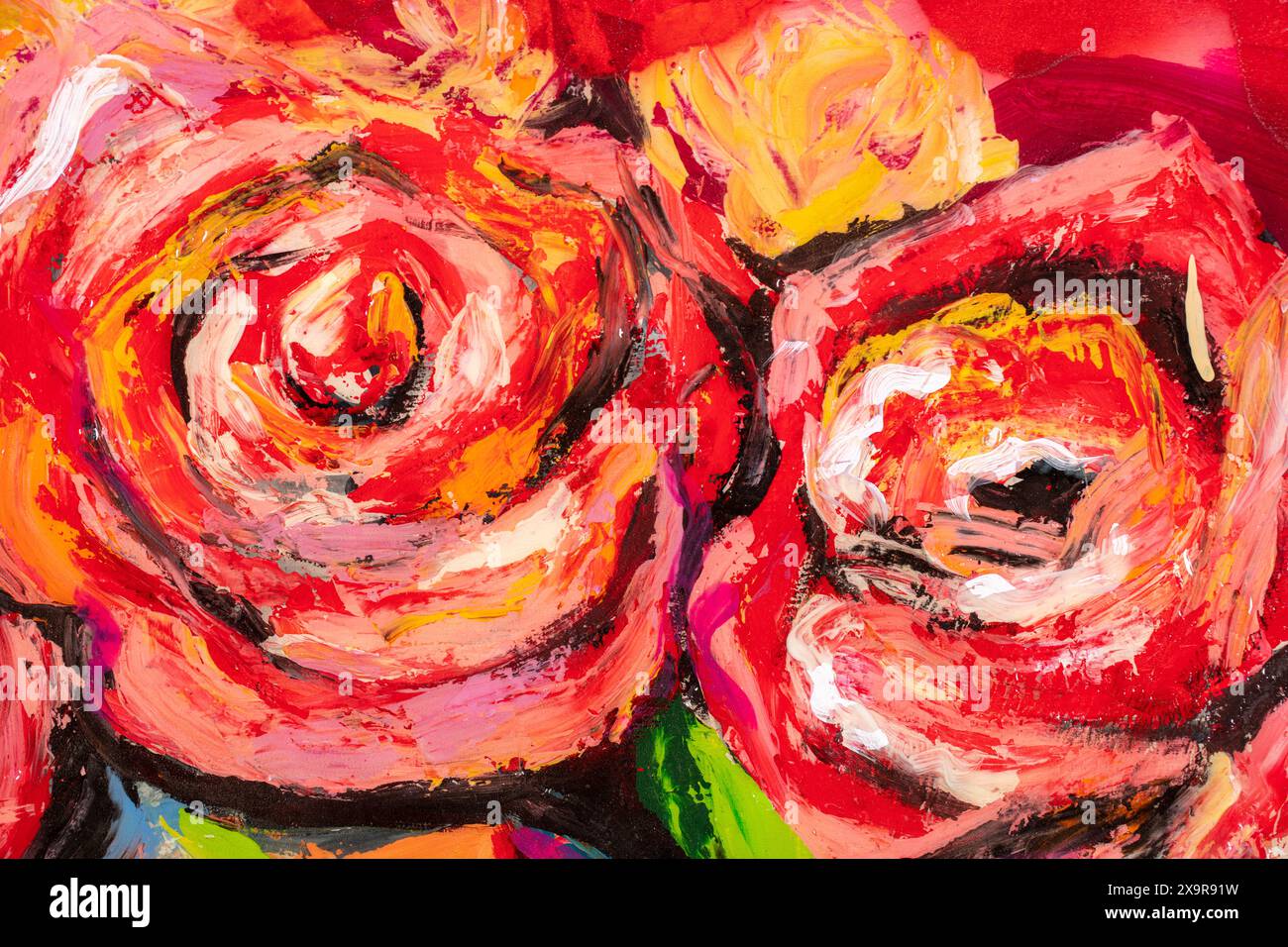 Awesome painting background, new attractive roses. Stock Photo