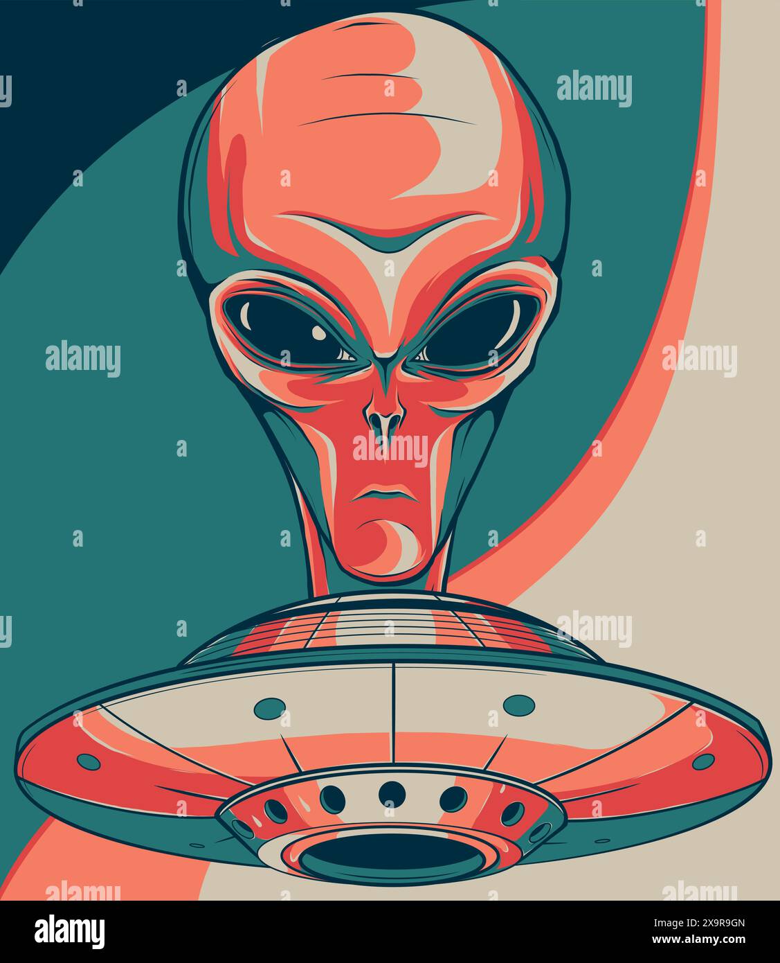 Alien head ufo vector illustration design art Stock Vector