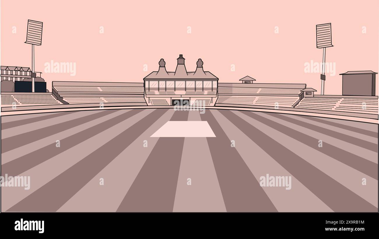 Beautiful Cricket Stadium Vector Illustration multipurpose sport ground
