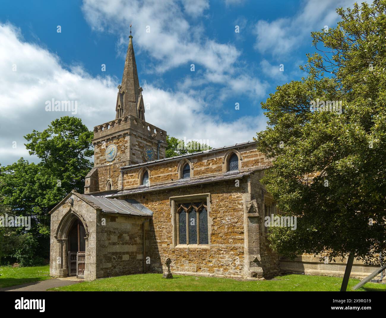 Exterior of the small English parish Church of St Mary the Virgin, Burrough on the Hill, Leicestershire, England, UK Stock Photo