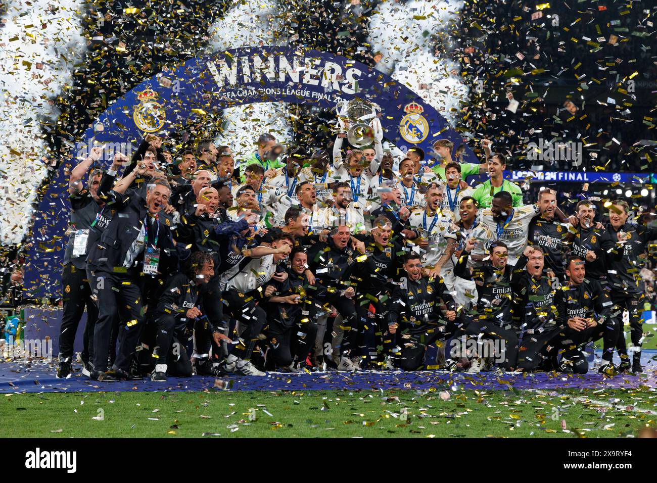 Players of Real Madrid celebrate during Champions League 2024 final ...