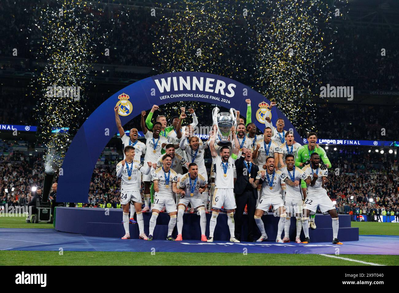 Players of Real Madrid celebrate during Champions League 2024 final ...