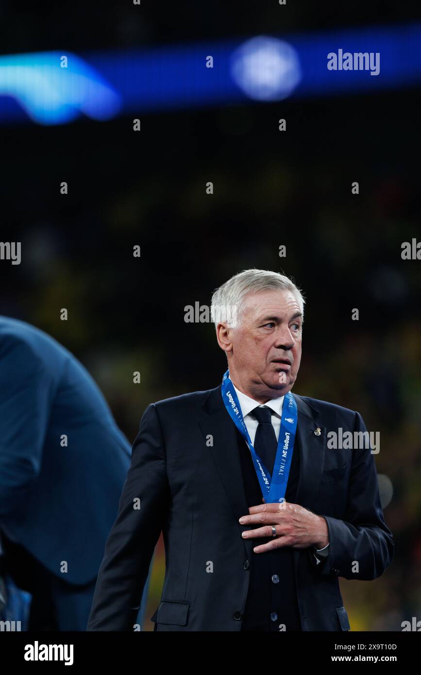 Carlo Ancelotti  during Champions League 2024 final game between Borussia Dortmund and Real Madrid (Maciej Rogowski) Stock Photo