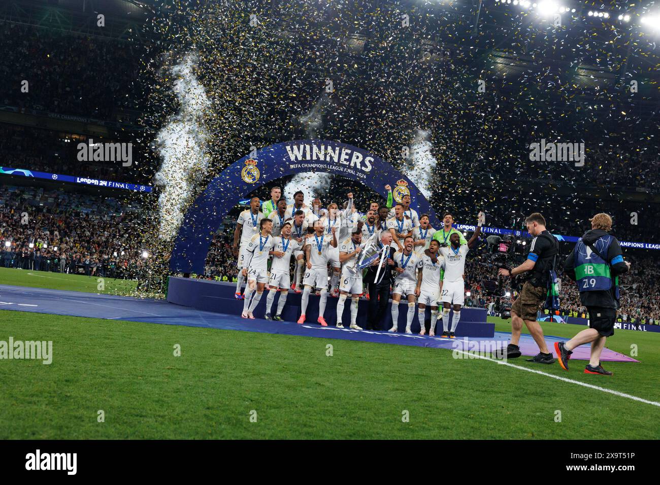 Players of Real Madrid celebrate during Champions League 2024 final ...