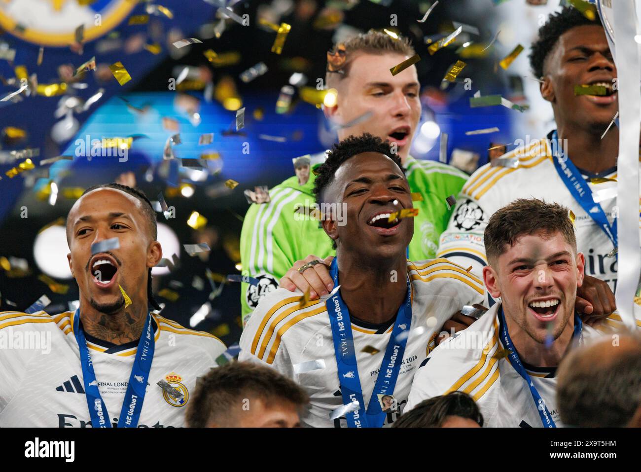 Players of Real Madrid celebrate during Champions League 2024 final ...
