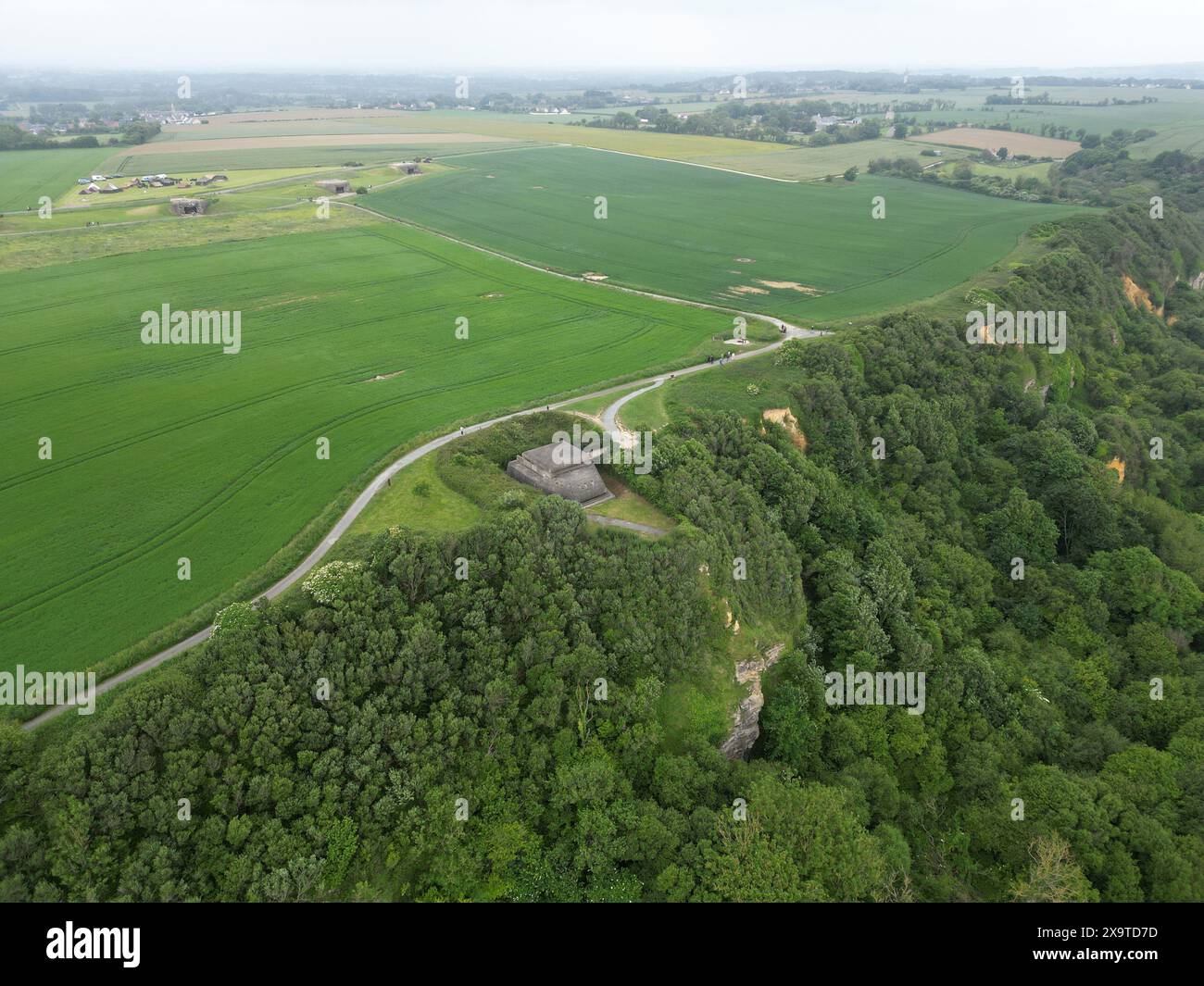 Aerial view of ww2 bunkers near Arromanches-les-Bains, France Stock Photo