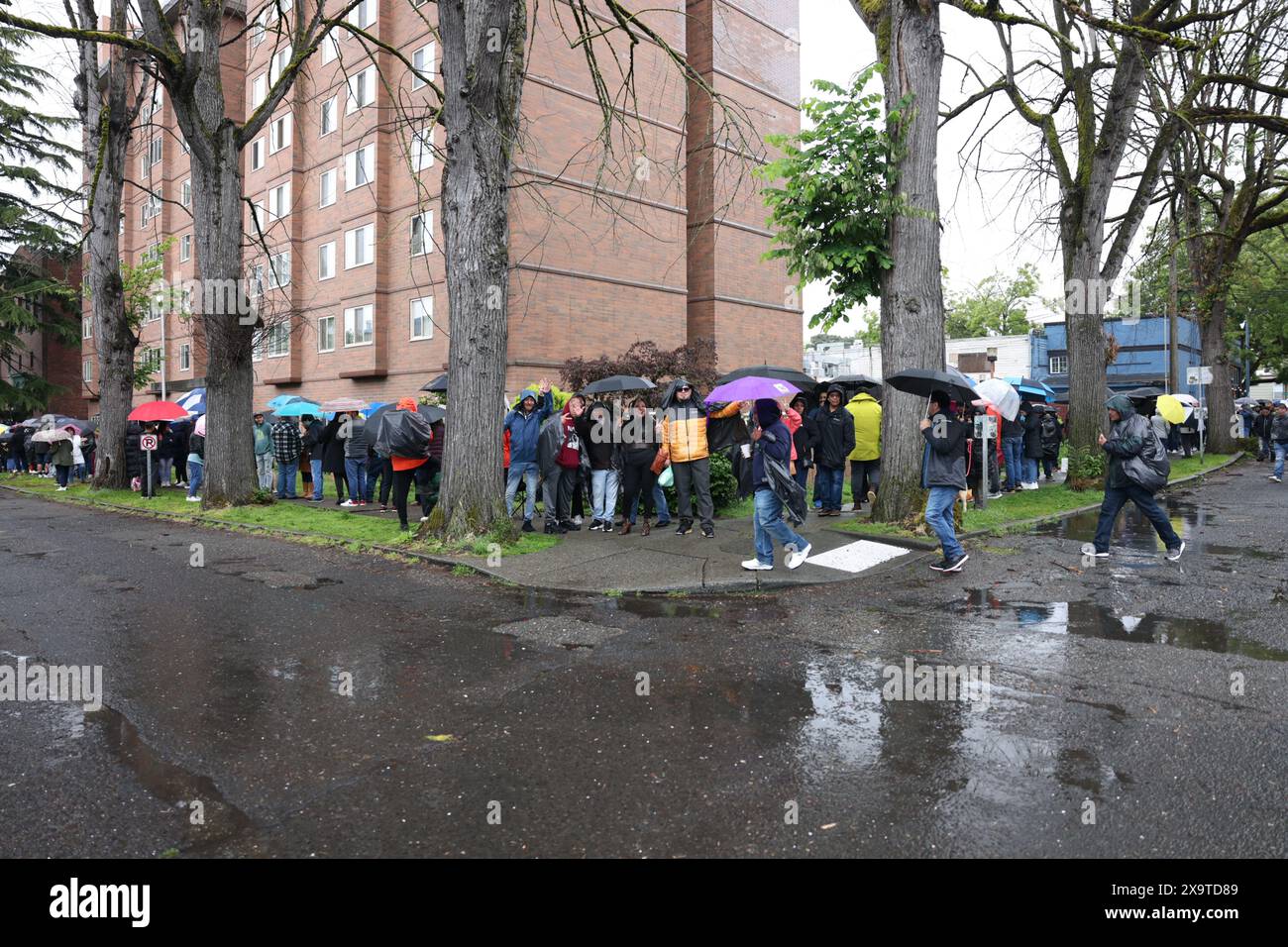 With 4 voting machines for hundreds of Mexican citizens living in Washington, Oregon, Idaho, and Alaska, lines formed around the block of the Mexican Consulate in Seattle. Stock Photo