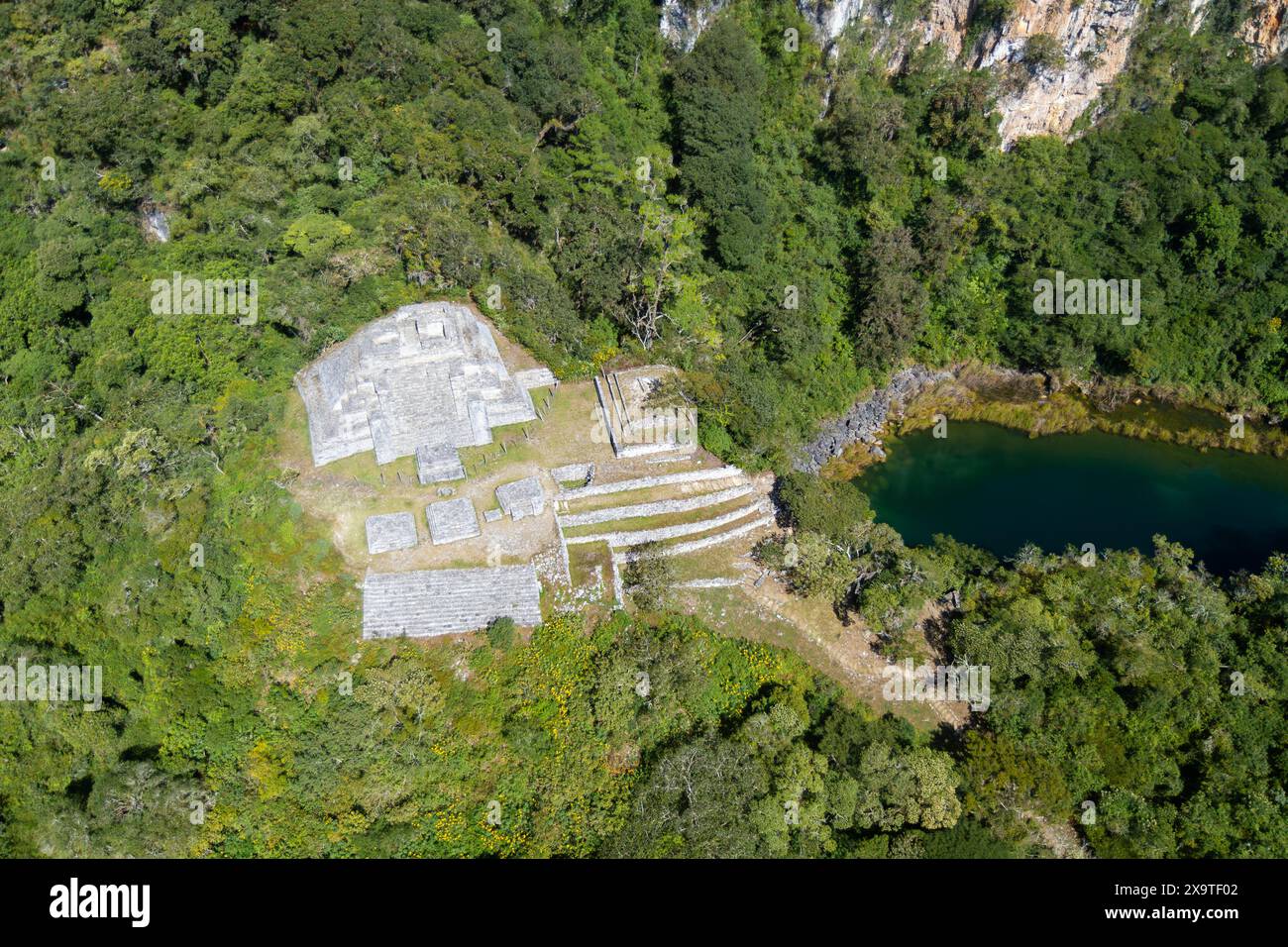 Aerial view of Yaxchilan pyramid, Mexico Stock Photo