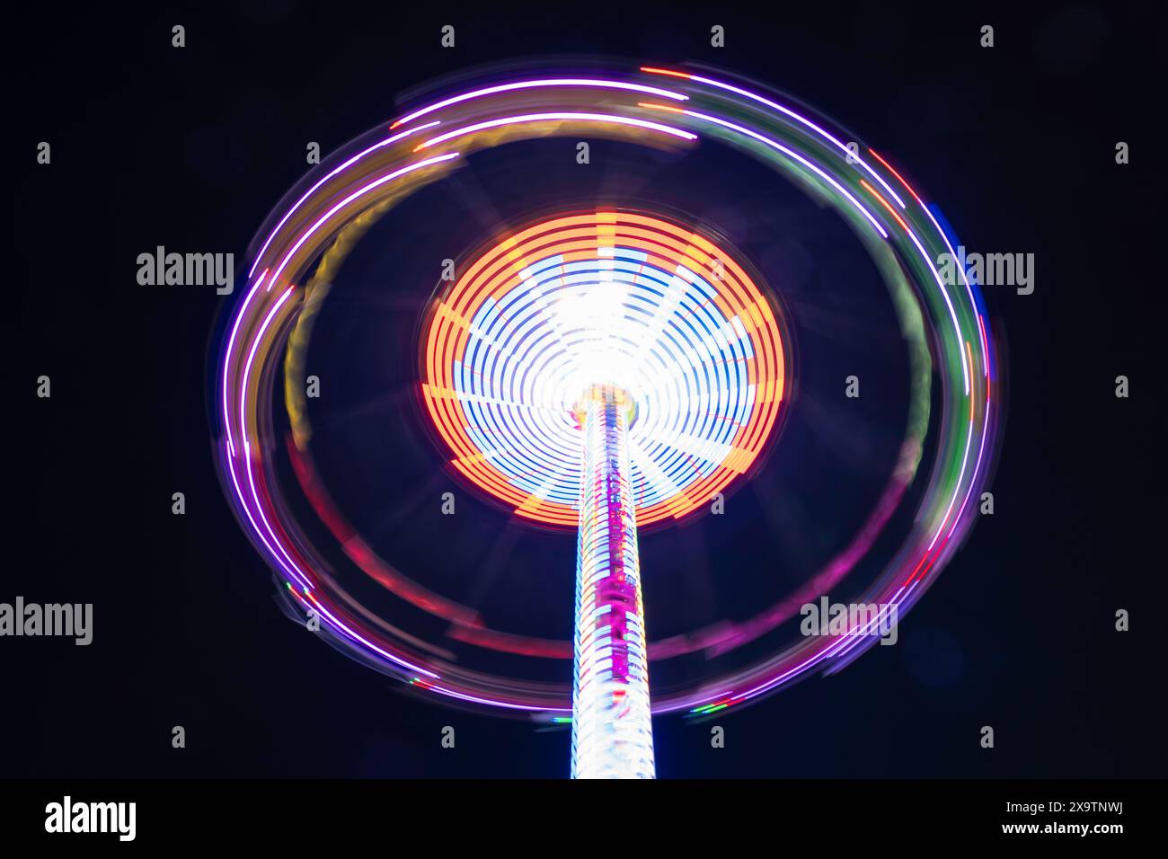 Spinning sky swing ride light trails at the Los Angeles County Fair- 23 ...