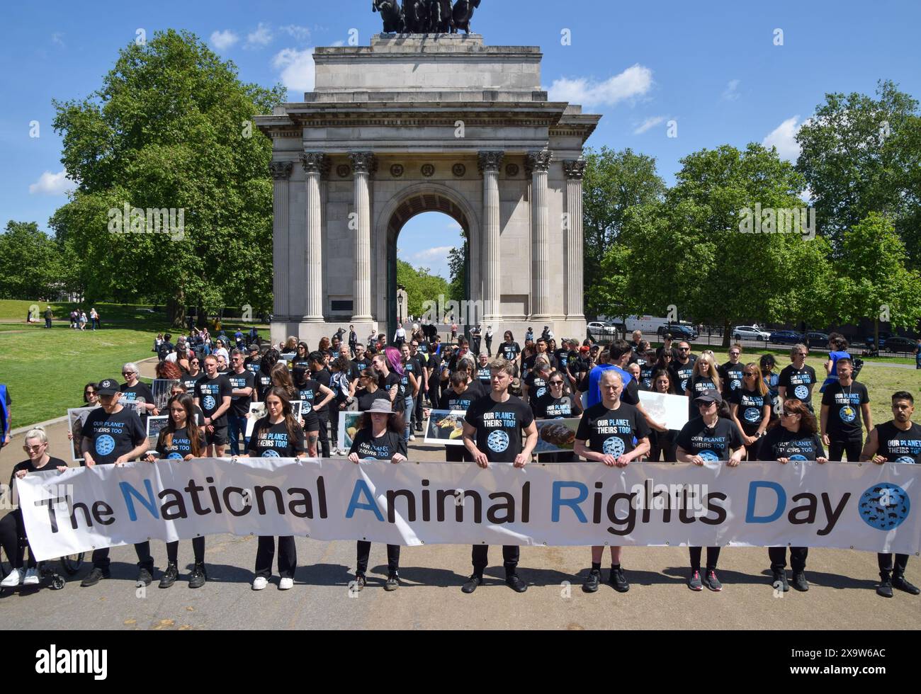 London, England, UK. 2nd June, 2024. Animal rights actvists gather with ...