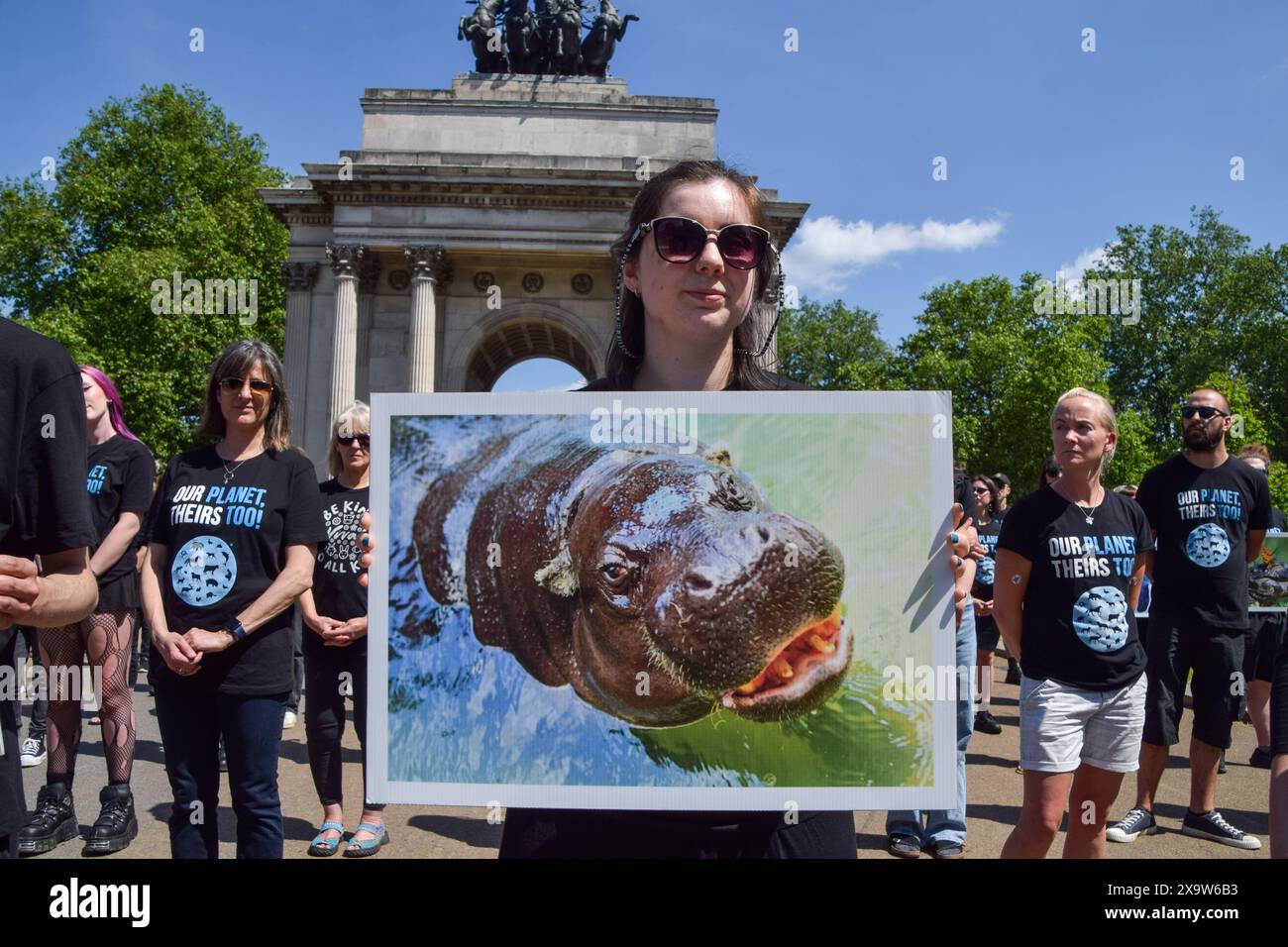 London, England, UK. 2nd June, 2024. Animal rights actvists gather with ...