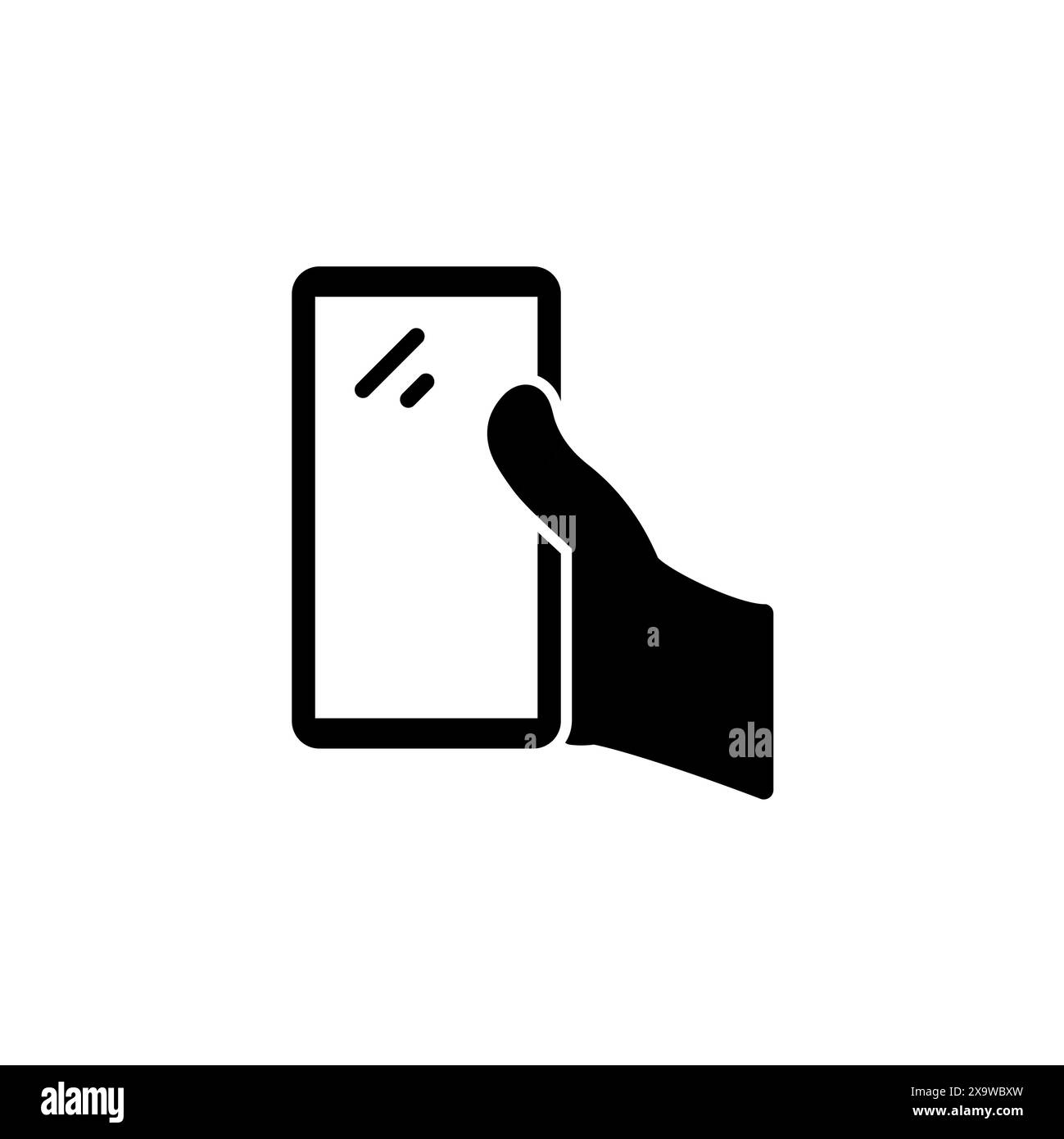Human Hand Holding Smartphone Solid Flat Vector Icon Isolated on White ...
