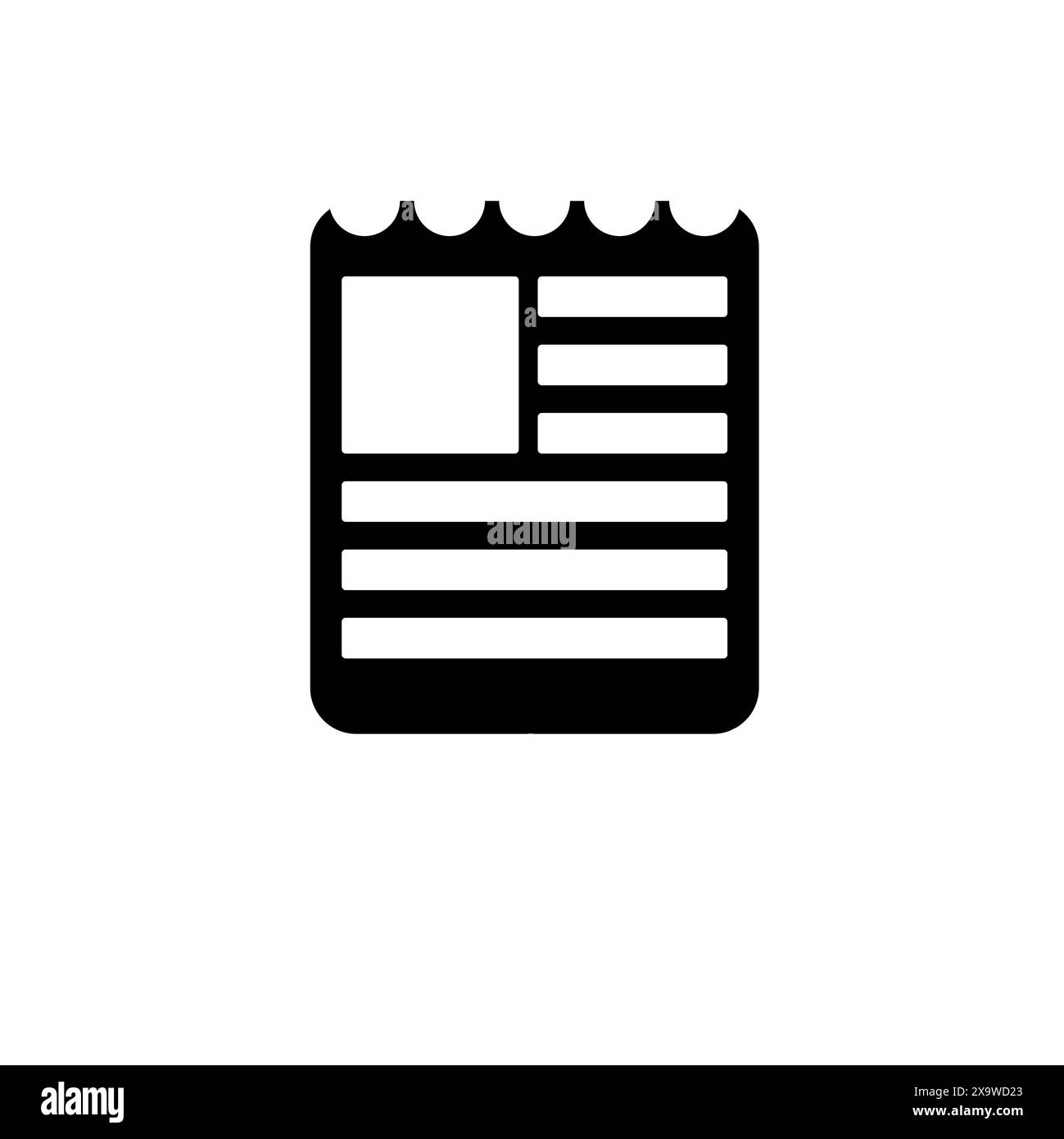 Document File, Torn Brochure Solid Flat Vector Icon Isolated on White Background. Stock Vector