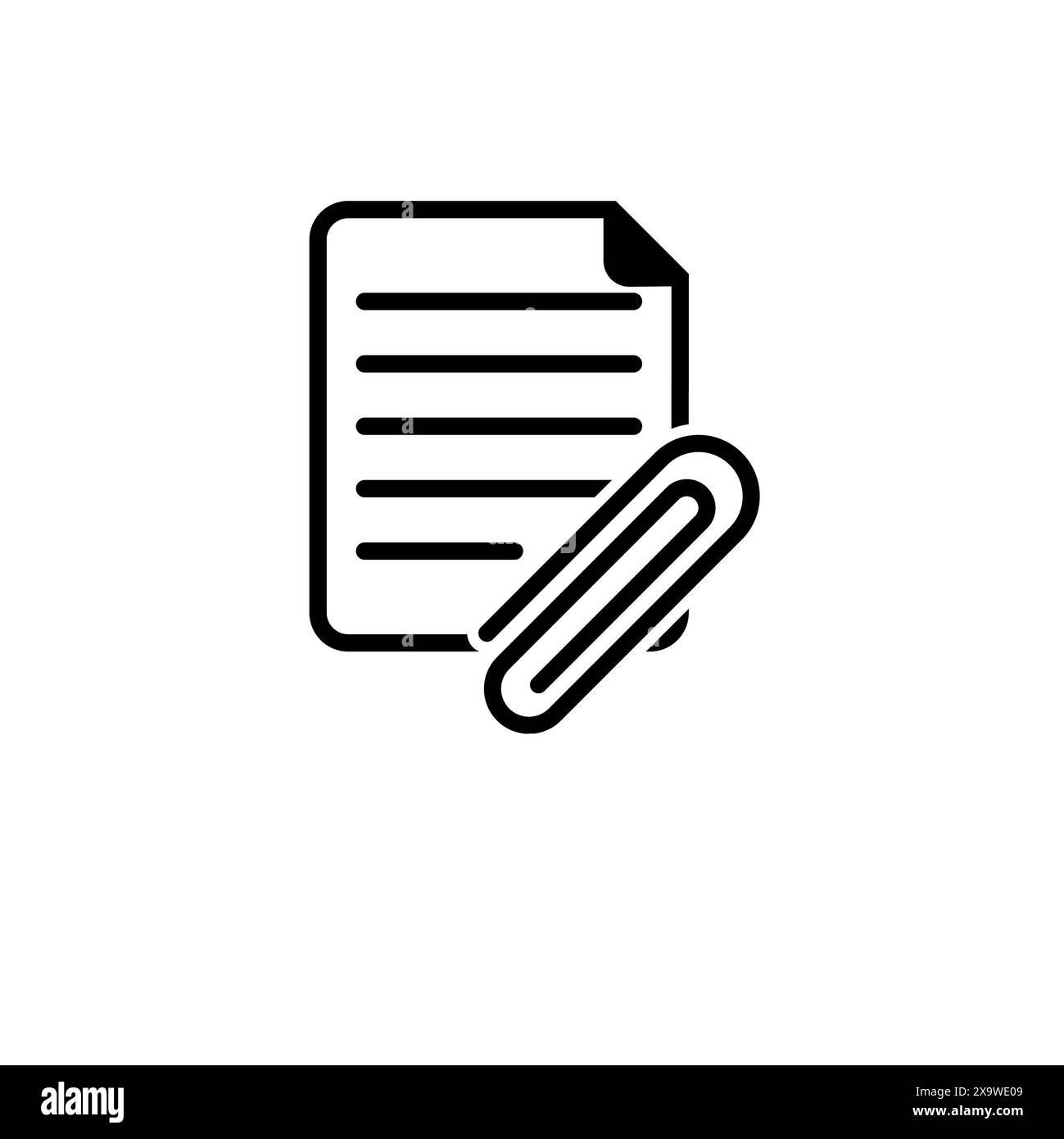 Attached Document, File and Clip Solid Flat Vector Icon Isolated on White Background. Stock Vector