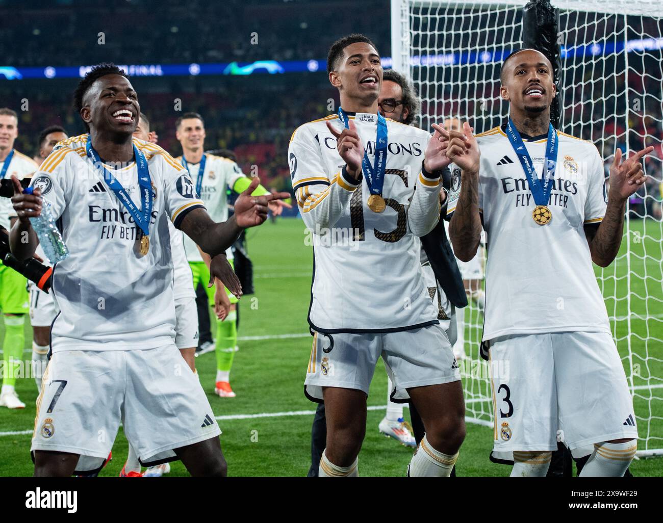 LONDON, ENGLAND - JUNE 1: Vinicius Junior of Real Madrid celebrate with