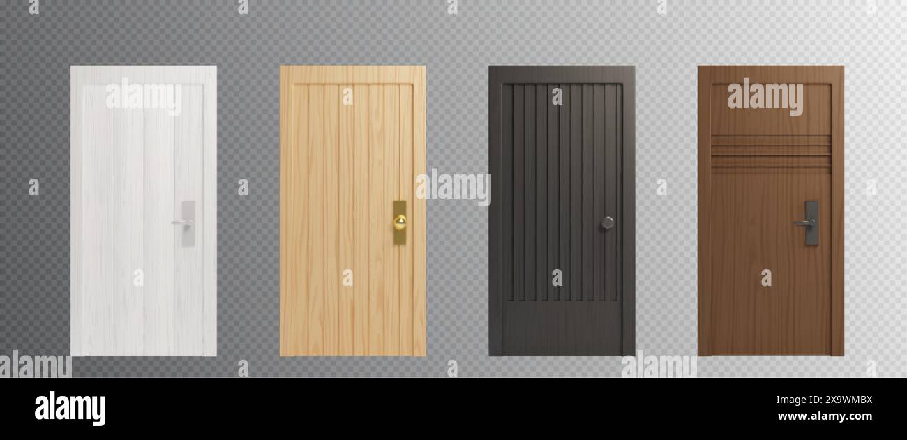 Closed wooden front doors of different colors - white and black, light ...