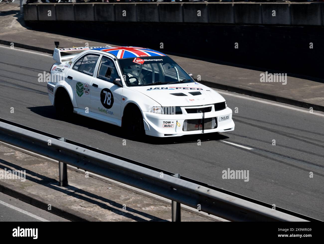 Mitsubishi Evo on the Speed Circuit. T43JSS. Coventry Motofest 2024, West Midlands, UK Stock Photo