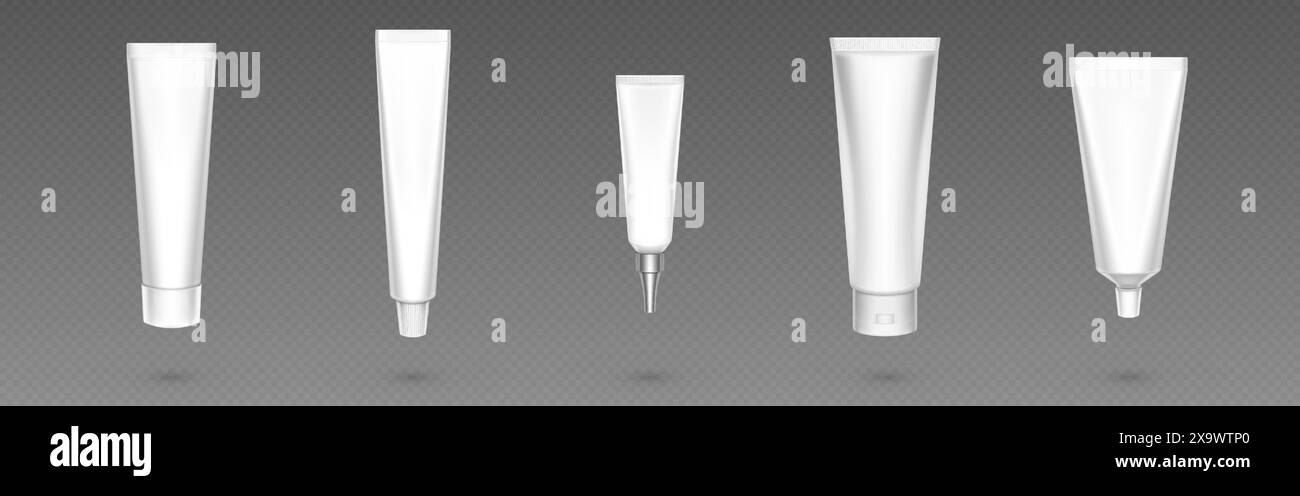 White cosmetic tube mockup. Cream plastic container vector mock up ...