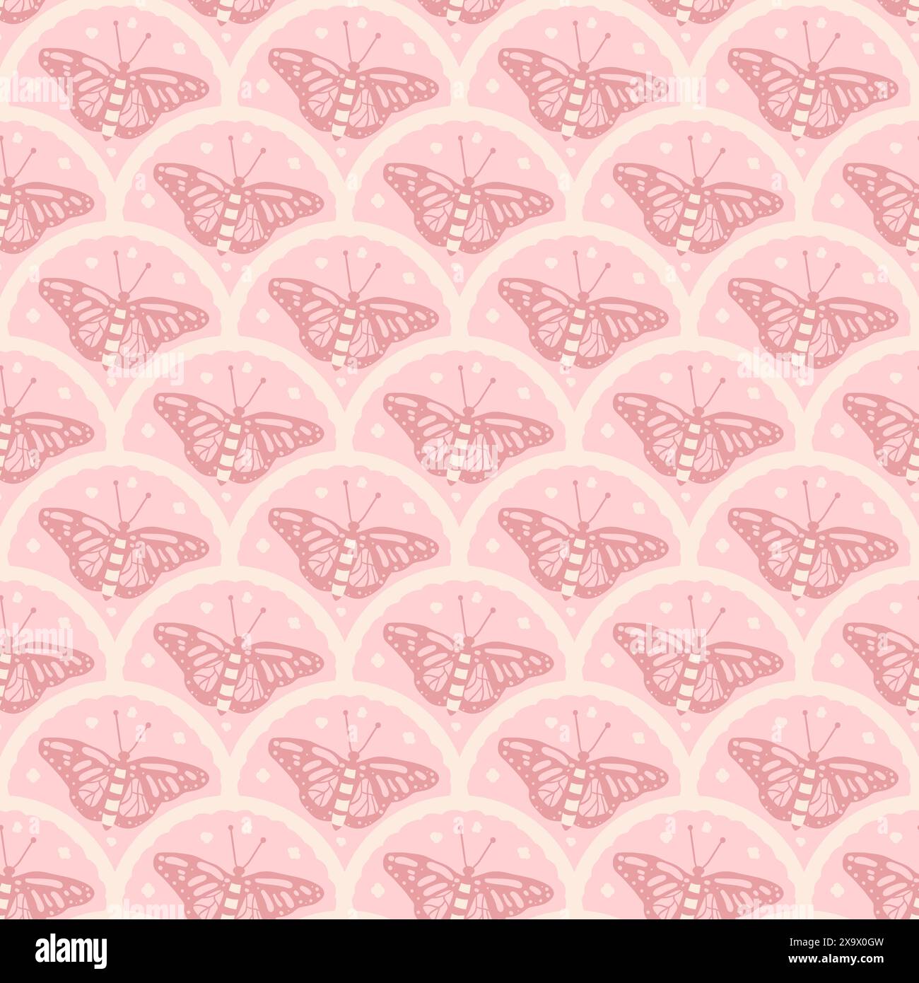Butterflies seamless pattern. Summer pollinators monochrome endless ...