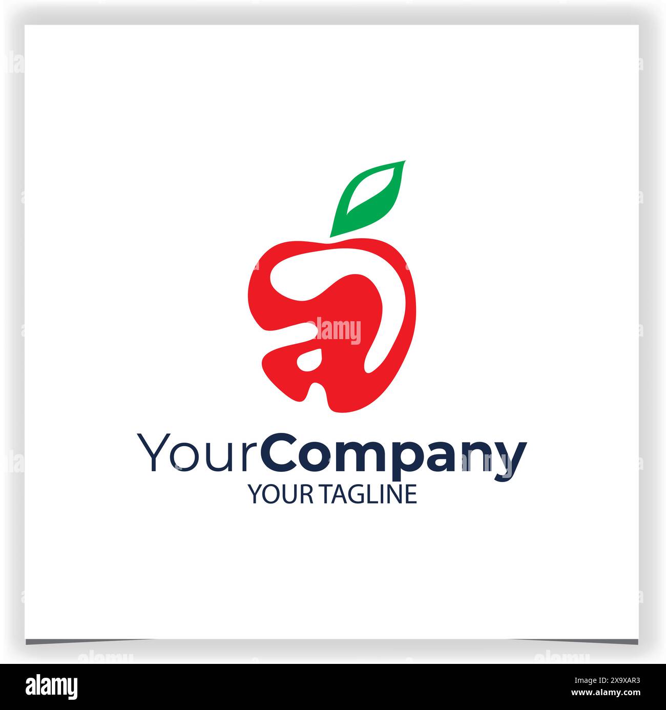 Vector red apple with letter a logo design template Stock Vector