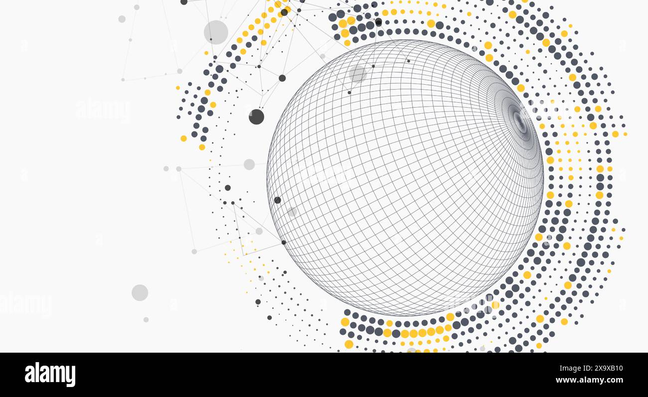 Abstract sphere background with plexus effect. 3D surface. Vector ...