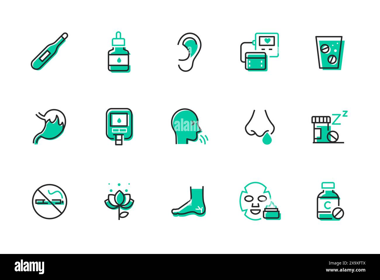 Medicine and health care - set of line design style icons Stock Vector ...