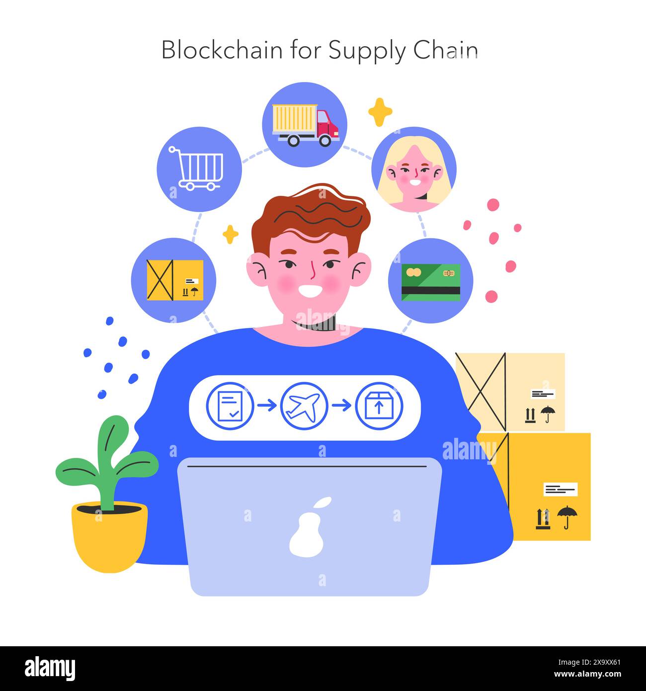 Blockchain Supply Chain concept. Integration of advanced technology for ...