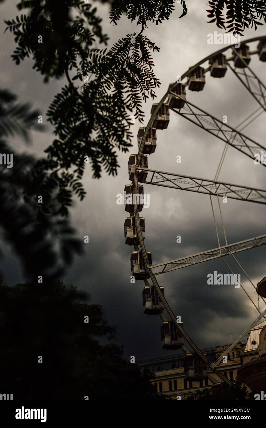 Ferris Wheel of Budapest on a cloudy rainy day, Budapest Eye Stock ...