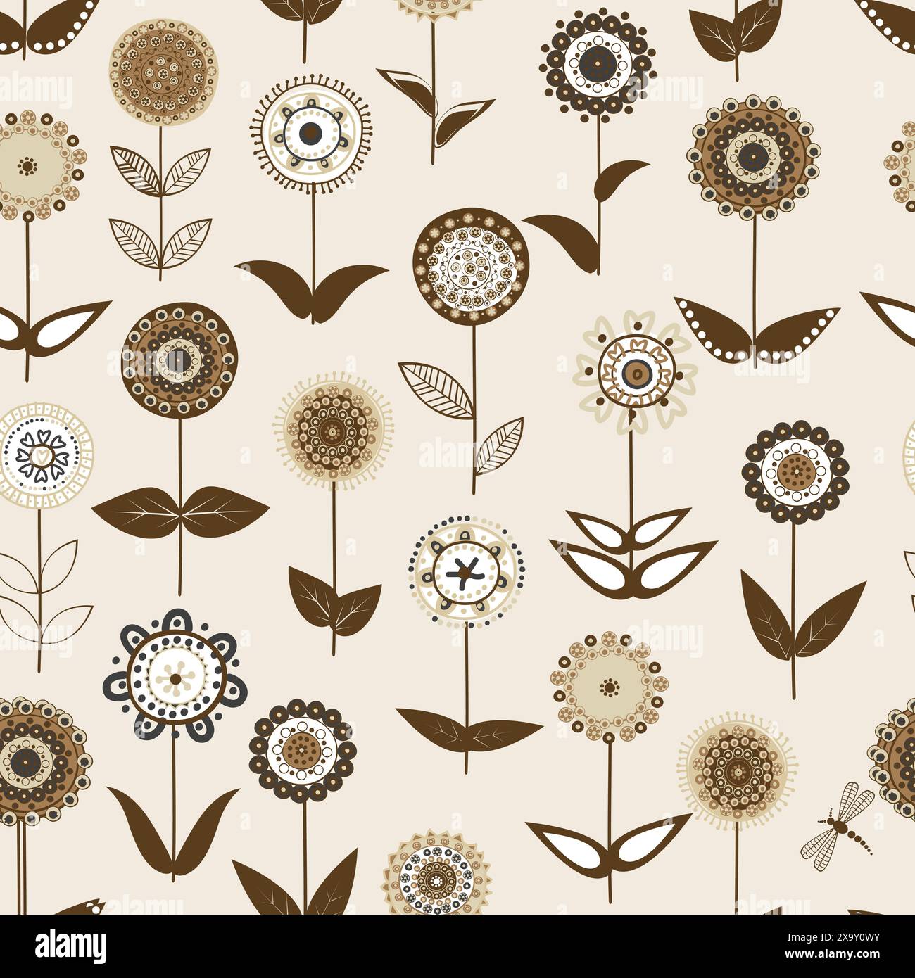 Floral seamless pattern with stylized flowers Stock Vector