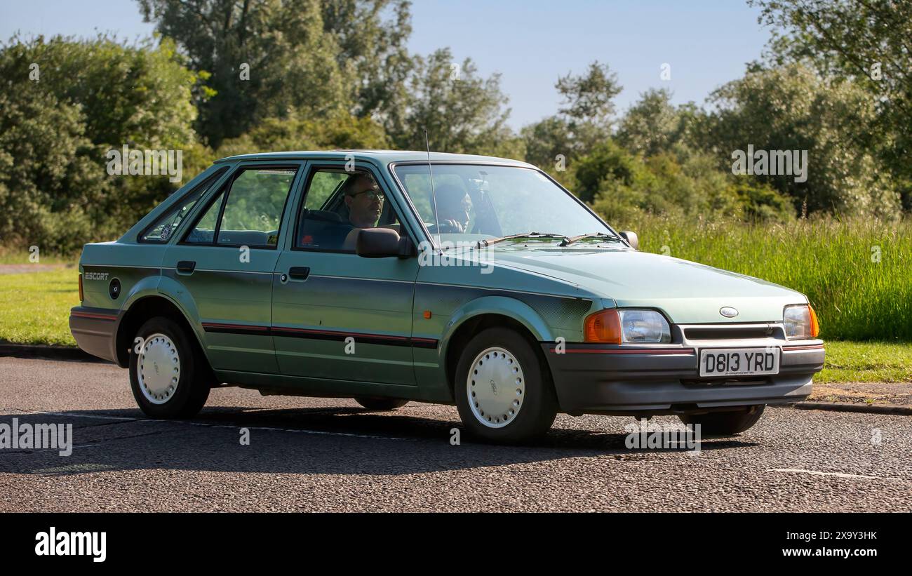 Stony Stratford UK June 2nd 2024 1987 Green Ford Escort Classic Car 