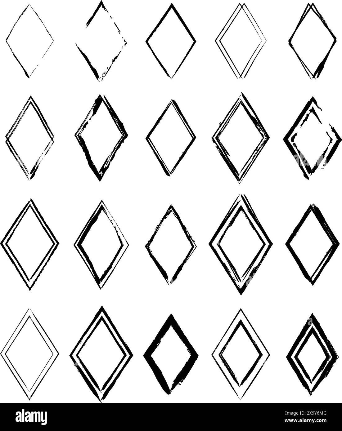 Frame rhombus texture element, outline border grunge shape icon ...
