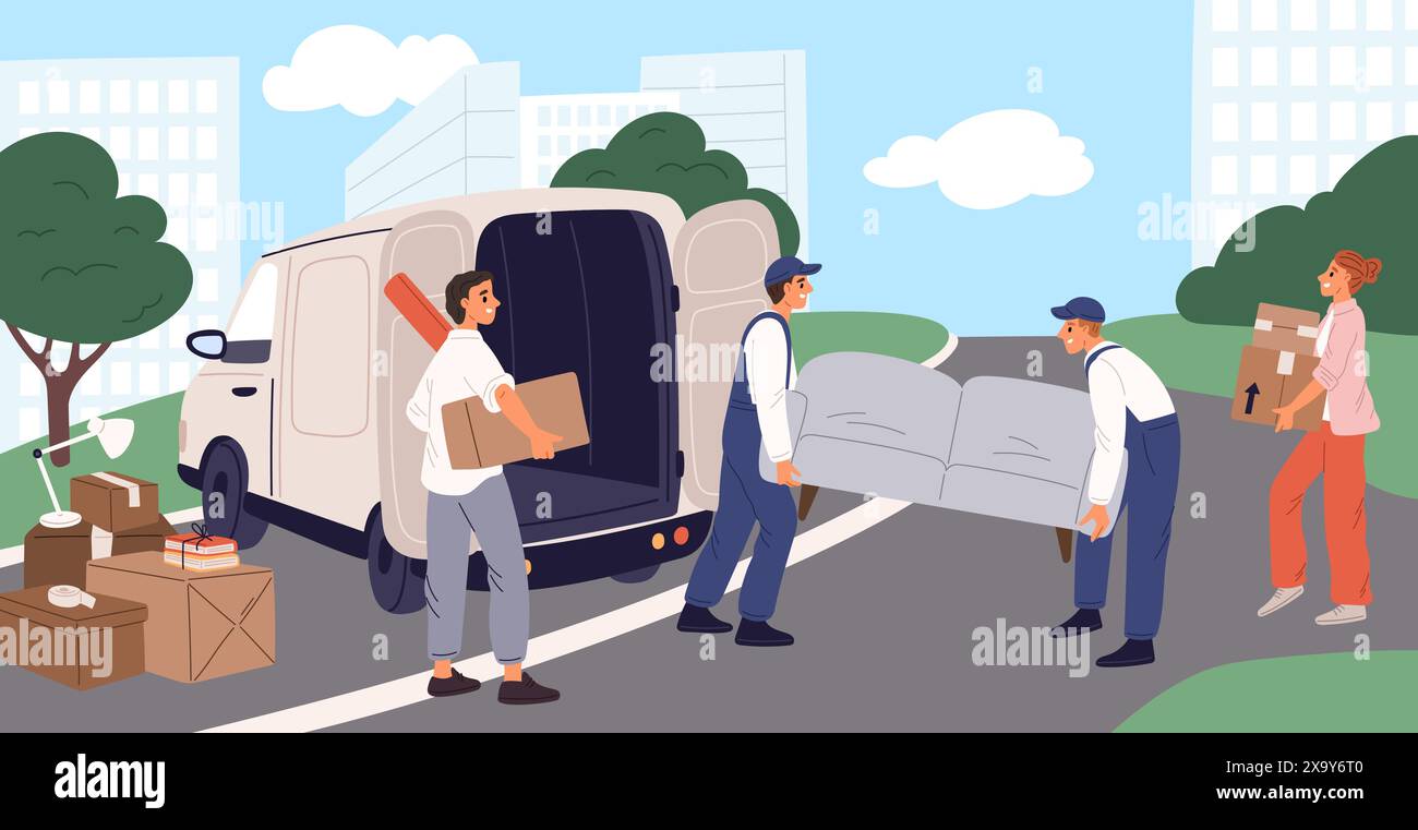 Family loading moving truck hi-res stock photography and images - Alamy