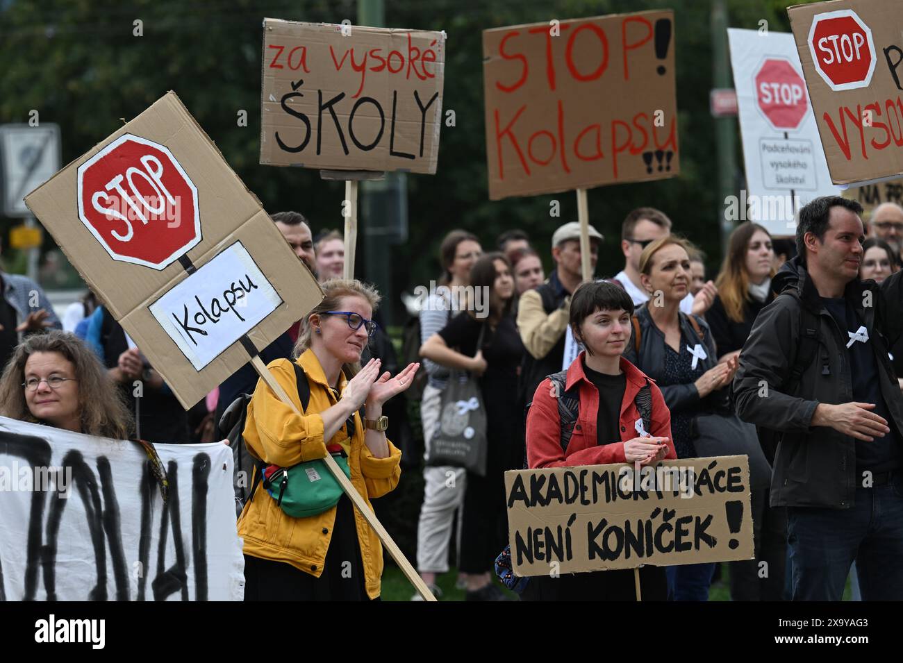 Prague, Czech Republic. 03rd June, 2024. Hour of Truth initiative organised protest event Collapse of the System, in Prague, Czech Republic, on June 3, 2024. Protest march to the Education Ministry building points to lack of money for Czech universities and colleges. Credit: Michaela Rihova/CTK Photo/Alamy Live News Stock Photo