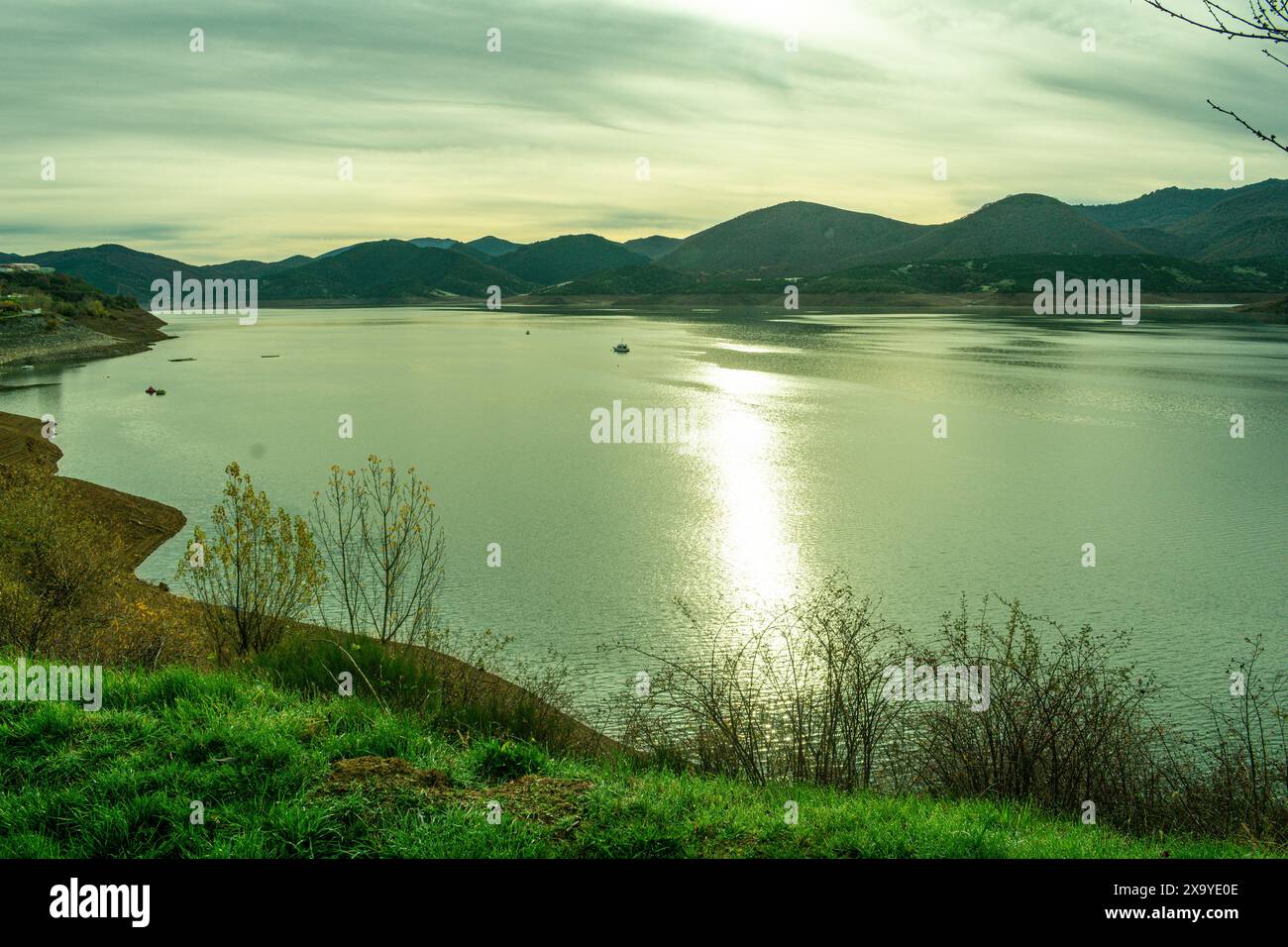 A tranquil view of Riano Reservoir in Leon, Spain Stock Photo