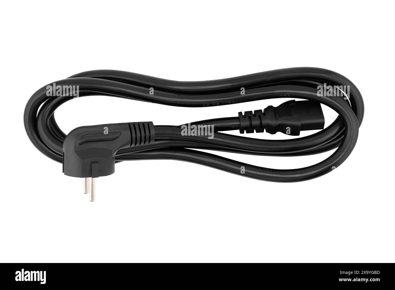 Black power plug isolated on white background. Power cable with plug and socket isolated Stock Photo