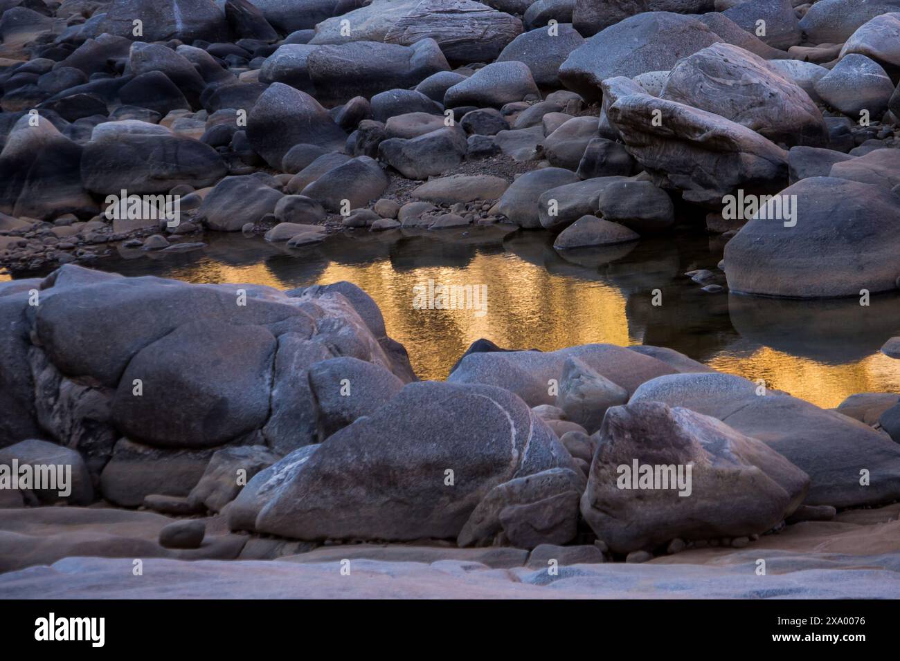 The ethereal golden river of the Fish River canyon Stock Photo