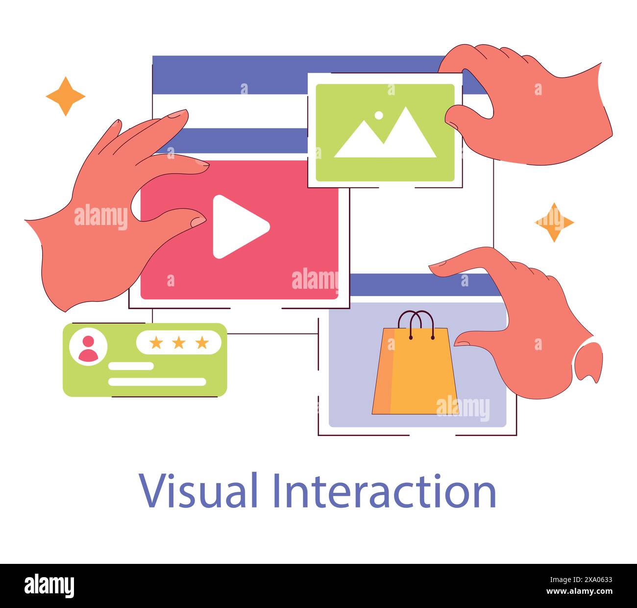 Millennial interface engagement concept. Touch interactions with ...