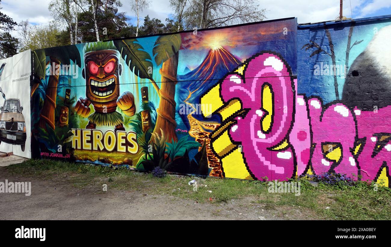 Stockholm, Snosatra, Sweden. May 12 2024. Spring beast. Graffiti ...