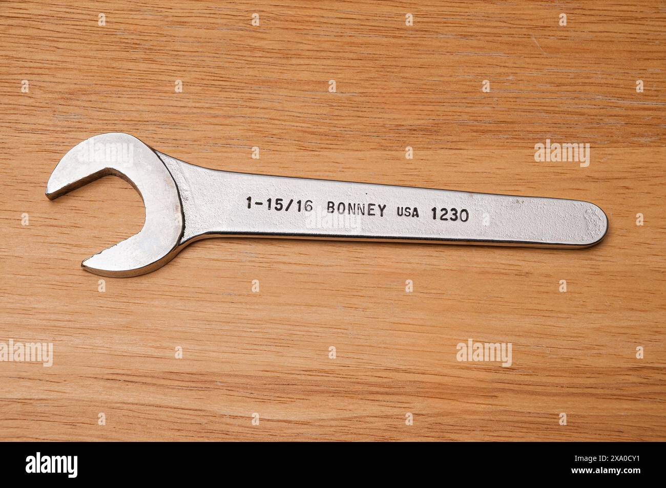 Used vintage Bonney 15/16' short open-end wrench Stock Photo