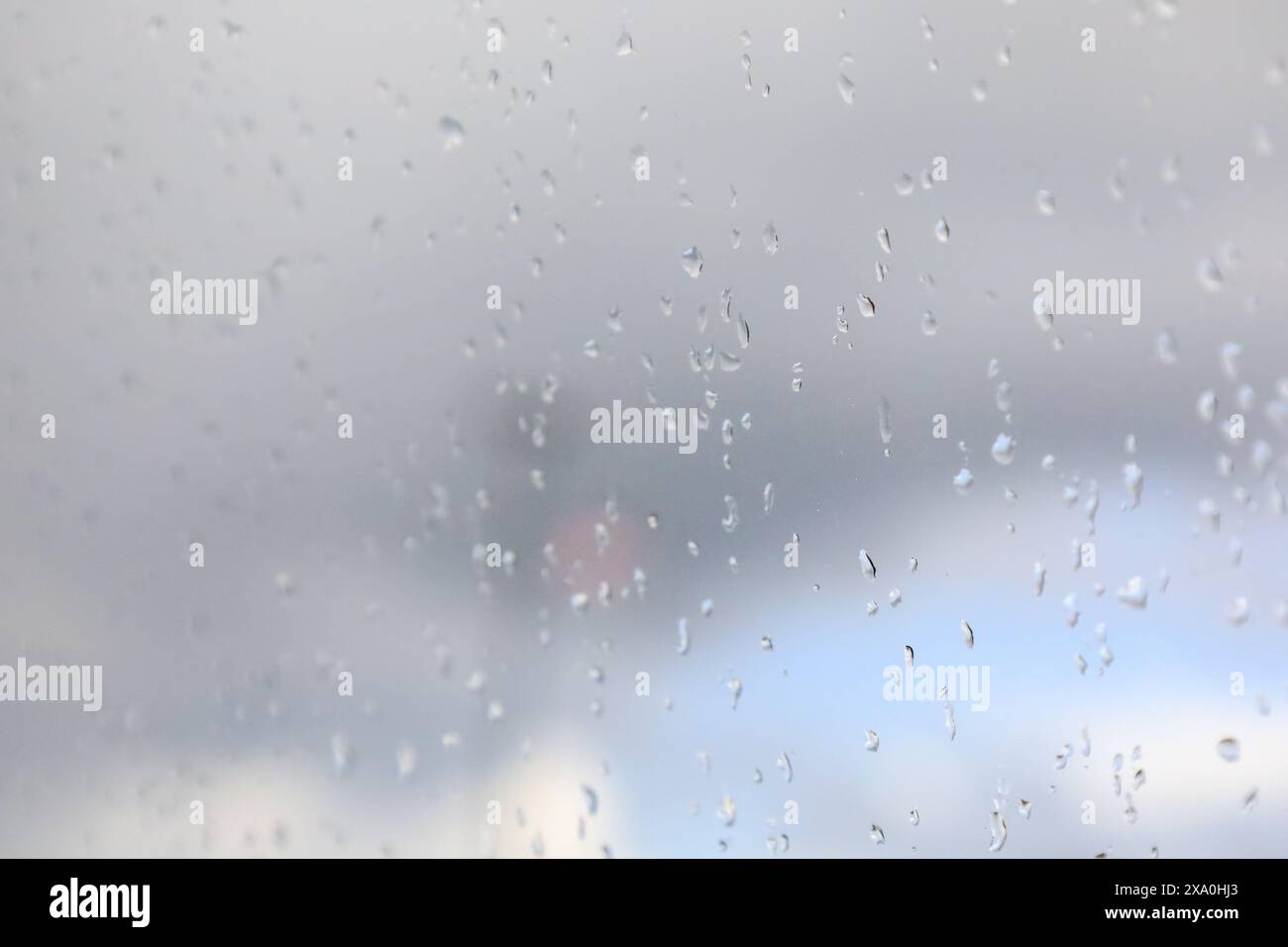 Macro shot of raindrops on window glass Stock Photo