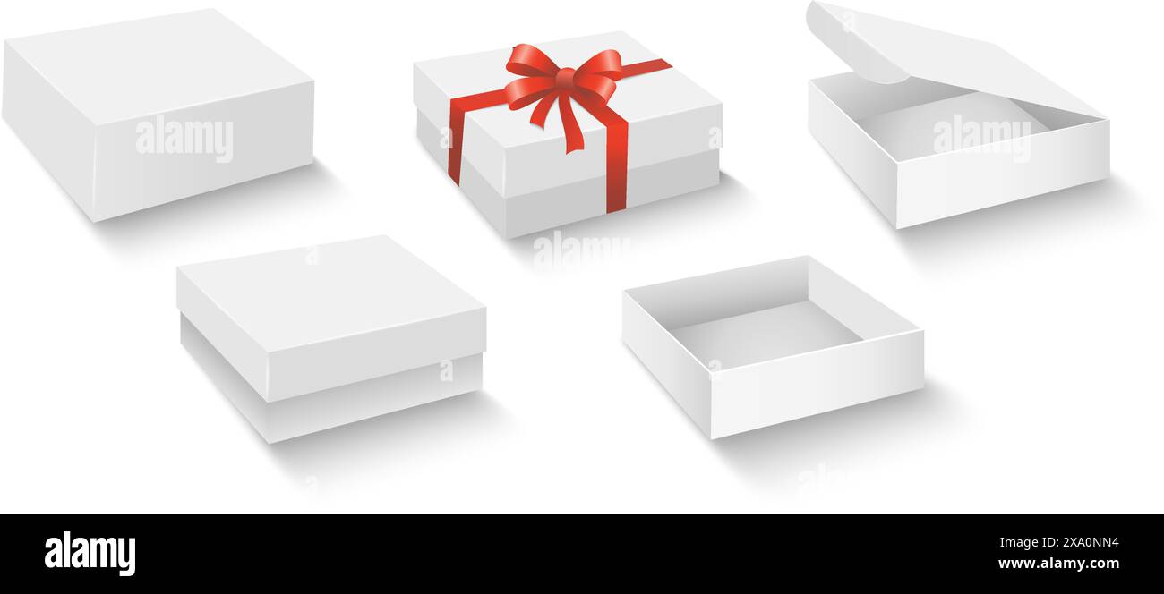 White open empty gift box mockup set hi-res stock photography and ...