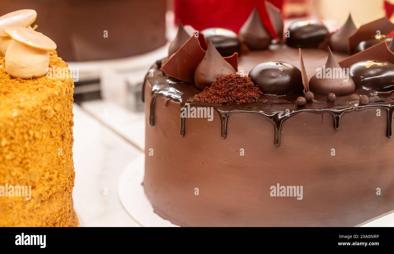 Classic chocolate biscuit cake with white whipped butter cream and ...
