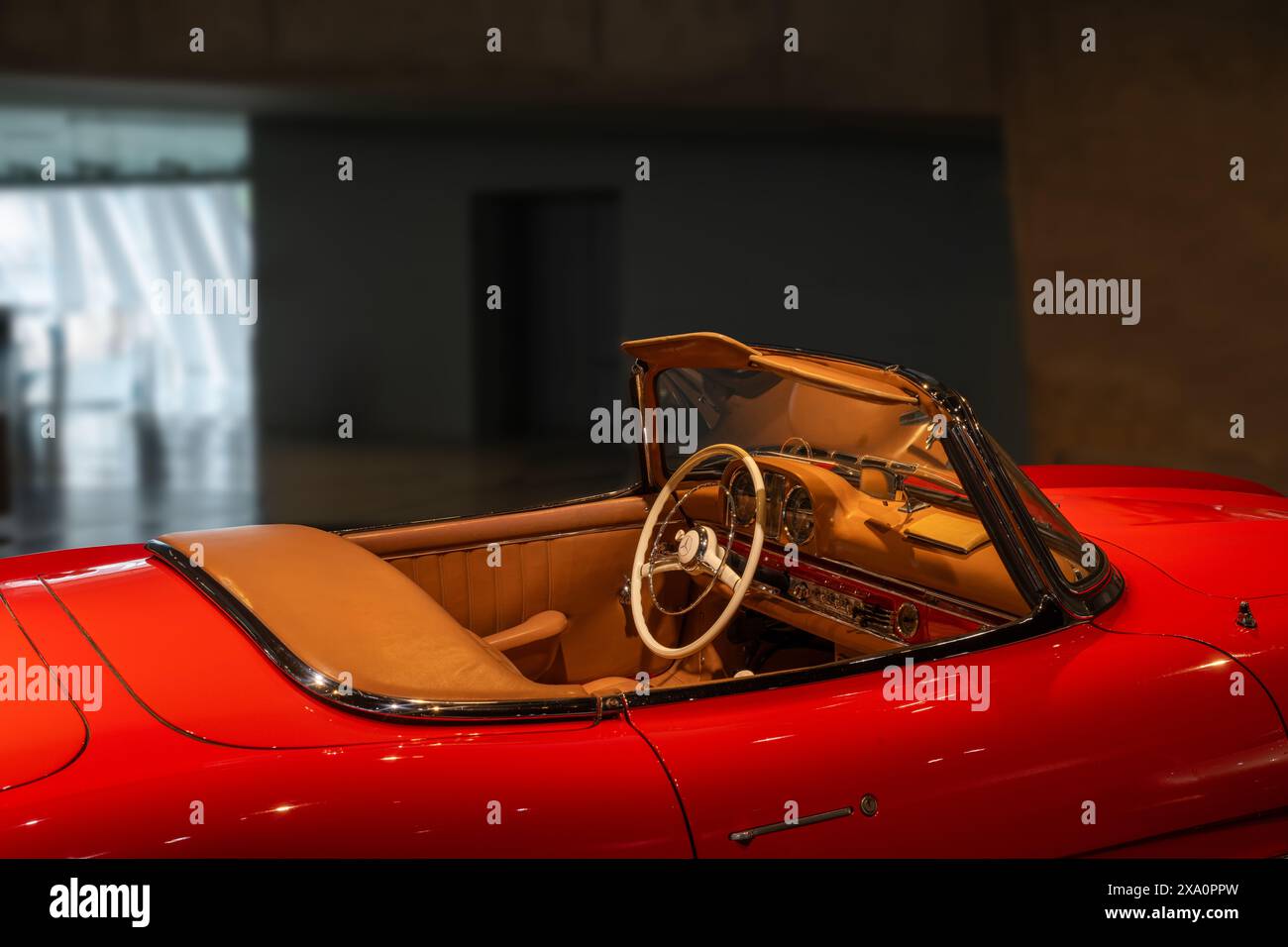 Mercedes 300 SL Roadster (1962). Mercedes Benz Museum, Mercedes-Benz World in Stuttgart, Baden Wuertemberg, Germany, Europe Stock Photo