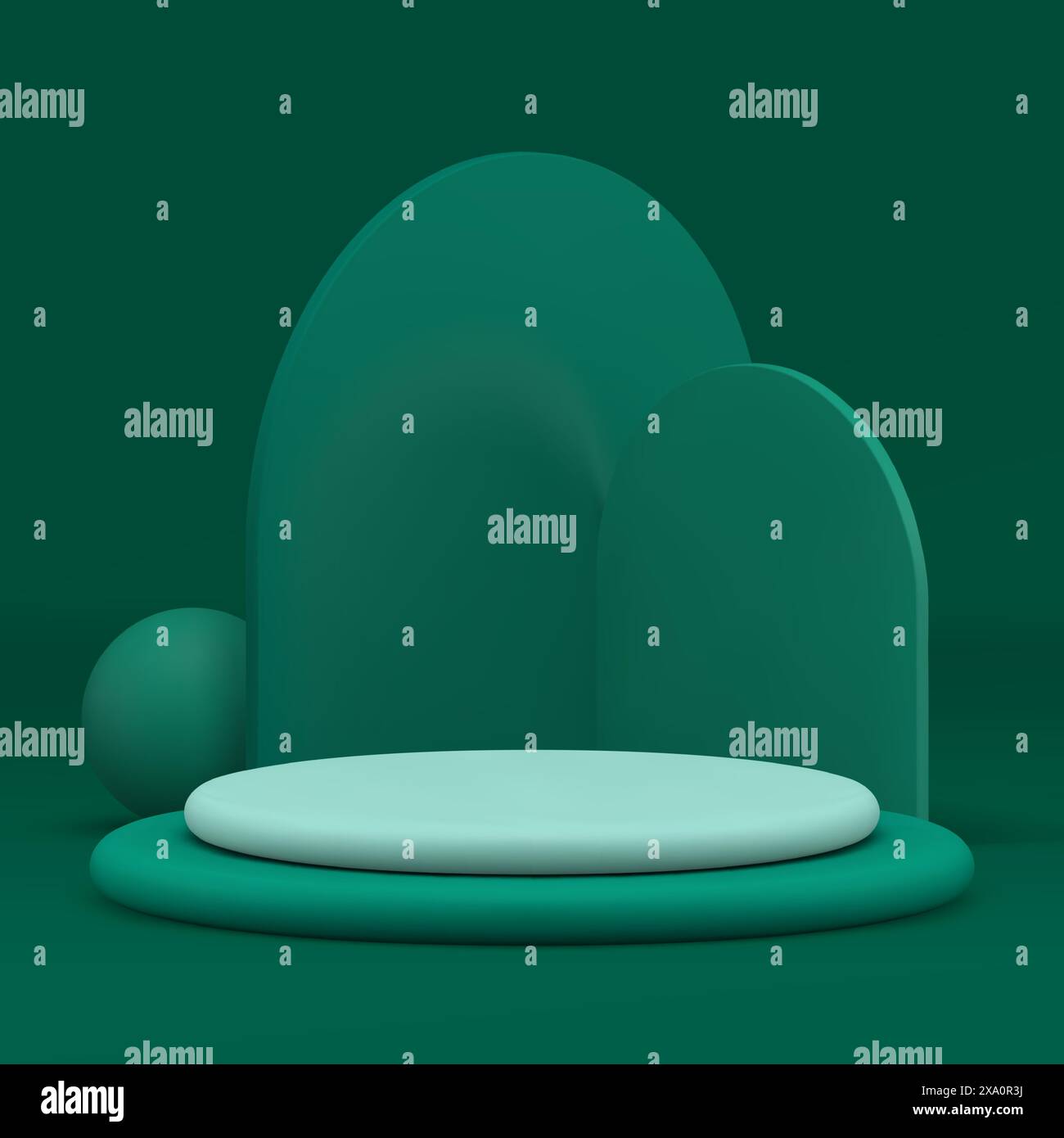 3d cylinder green podium with semi circle wall background for show ...
