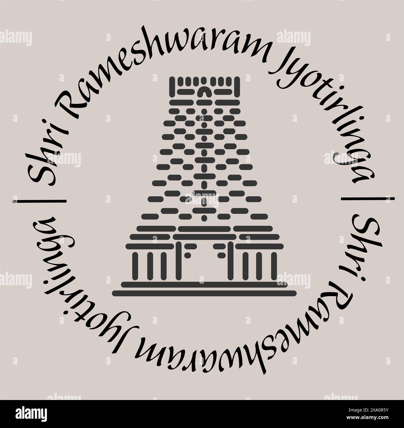 Rameshwaram jyotirlinga temple 2d icon with lettering Stock Photo - Alamy