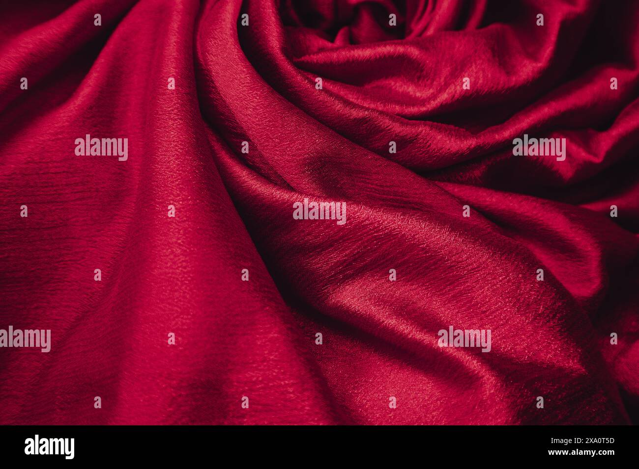 A red silk fabric background Stock Photo
