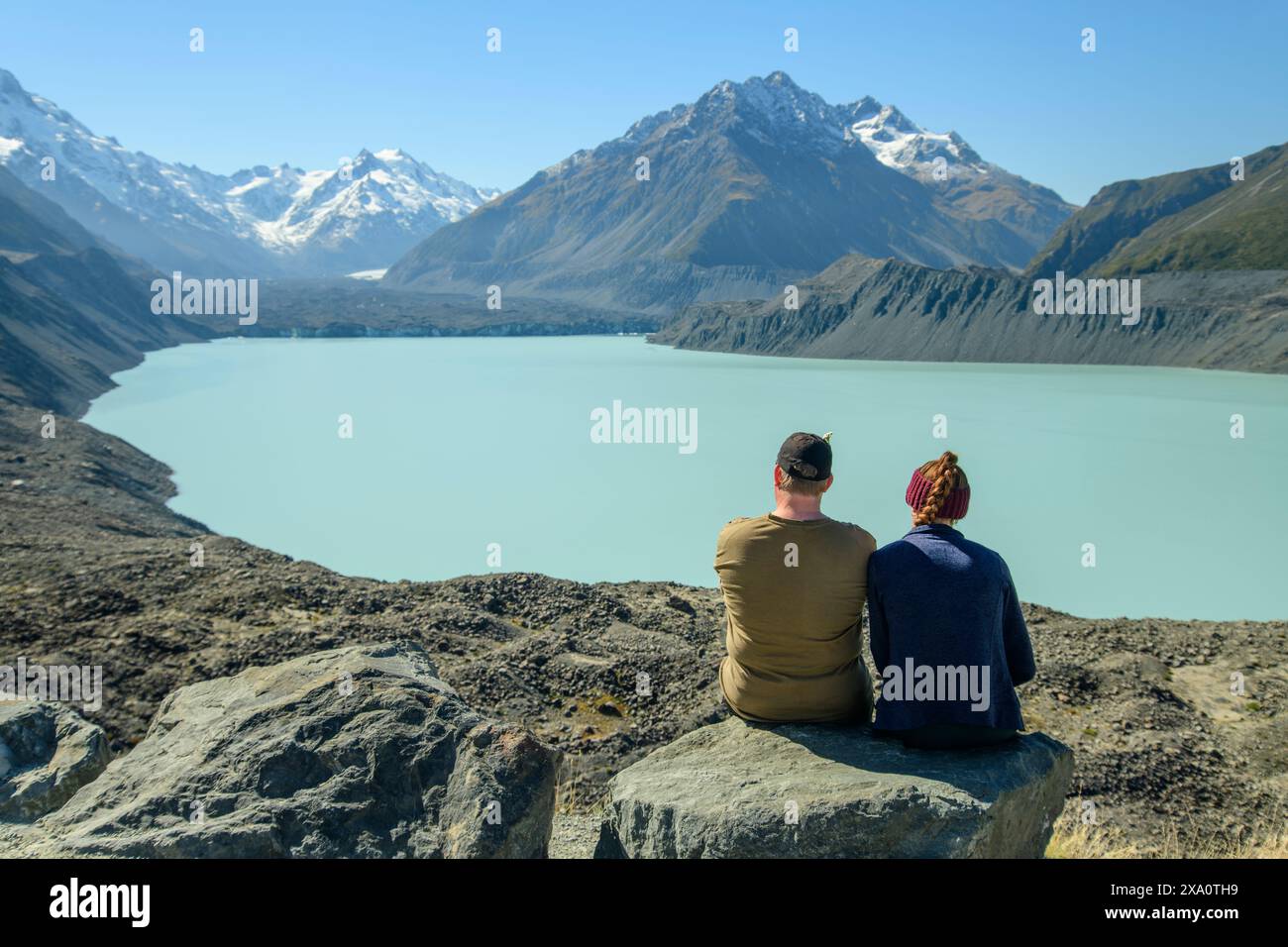 New Zealand, South Island, Southern Alps, Mount Cook National Park, Aoraki, Tasman lake Stock Photo