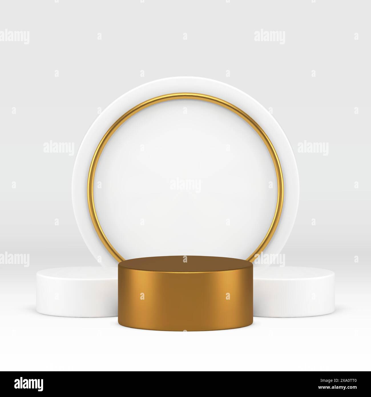 3d golden cylinder podium pedestal white showcase for product show ...
